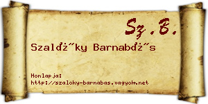 Szalóky Barnabás névjegykártya